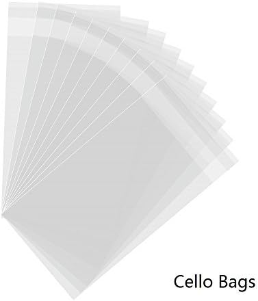 4''x7'', 200PCs Clear Cello Bags Resealable Adhesive Treat Bags OPP 1.6 Mil Cellophane Wrap for Cookies, Wedding Party Favors, Bakery, Valentine Chocolates