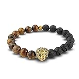 Handmade Lion Bracelet Courage & Strength with Rose Gold Tone Head One-Size-Fits-All Unisex Bangle for Men or Women Holiday Sale !!