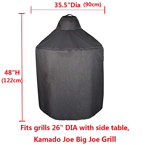 Mini Lustrous Cover for Kamado Joe Big Joe II Grill, Heavy Duty Kamado Ceramic Grill Cover, Outdoor All Weather Grill Cover with Durable and Waterproof Fabric, Black