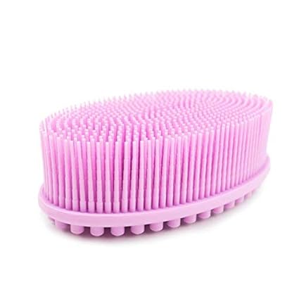 MM RETAILS Oval Shape Soft Silicone Body Brush, Scrubber Easy to Clean, Massage Bath Brush (Multicolour) Pack of 1