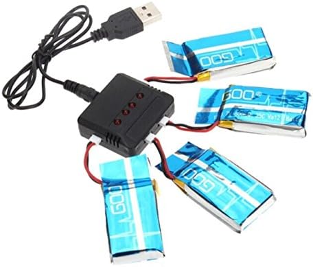4PCS 3.7V 600mAh Lipo Quadrocopter Battery + 4 In 1 Battery Charger For Syma X5C X5 UDI U45 U45W