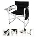 Mefeir Upgraded Director Makeup Artist Chair,Aluminum Frame Supports 300 lbs,Folding Portable w/Side Table Storage Bag,Indoor Outdoor,Black(24.4