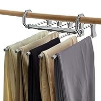 Vitalome Pants Hangers Space Saving Stainless Steel Trousers Hangers S-Shape Clothes Hangers Open Ended Closet Organizer for Pants Jeans Scarf (Gray, 1 Pack)