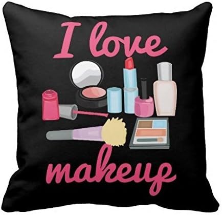 I Love Makeup Cosmetics Decorative Throw Pillow Case