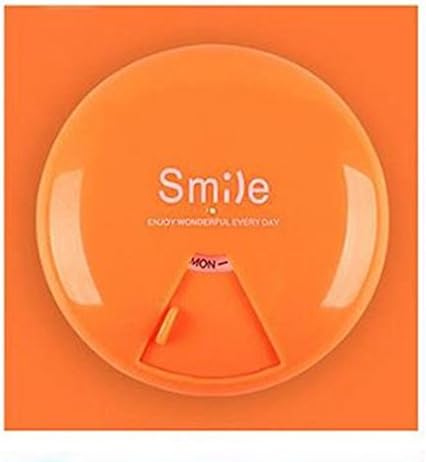 iYaYoo Pill Organizer,Portable BPA Free Pill Case with 360 Degree Rotation,7 Compartments Week Marks Pill Container,Blue (Orange)
