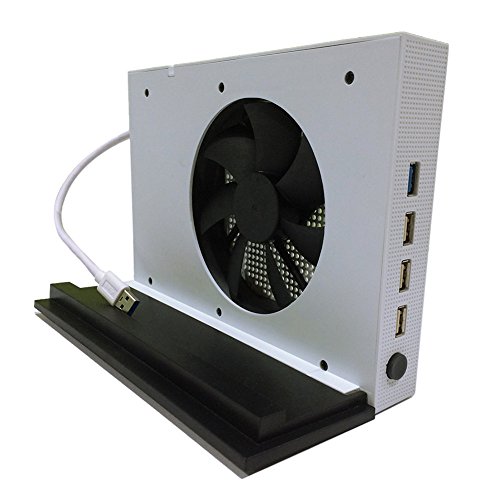 Xbox One S Vertical Stand Cooling Fan and 4 Ports USB Hub for