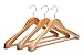 JS HANGER Wooden Suit Hangers, 3 Pack Extra-Wide Shoulder wood Coat Hangers with Non Slip Pant Bar, Extra Smooth and Splinter Free Natural Finish