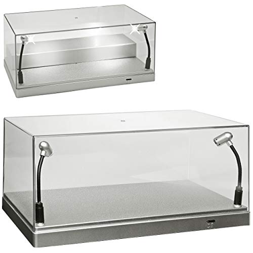 Unbekannt Acryl Vitrine mit LED Beleuchtung mit Silber Sockel für Modellauto 1/43 1/64 1/72 1/87 1/32 1/24… – Bild 3