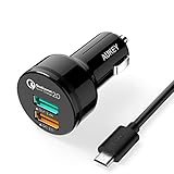 Aukey 24W / 4.8A Dual USB Car Charger with AIPower Tech for Apple, Android Tablets & Phones, Bluetooth Speaker, GPS, External Battery Charger and Many other USB Powered Mobile Devices (Black)