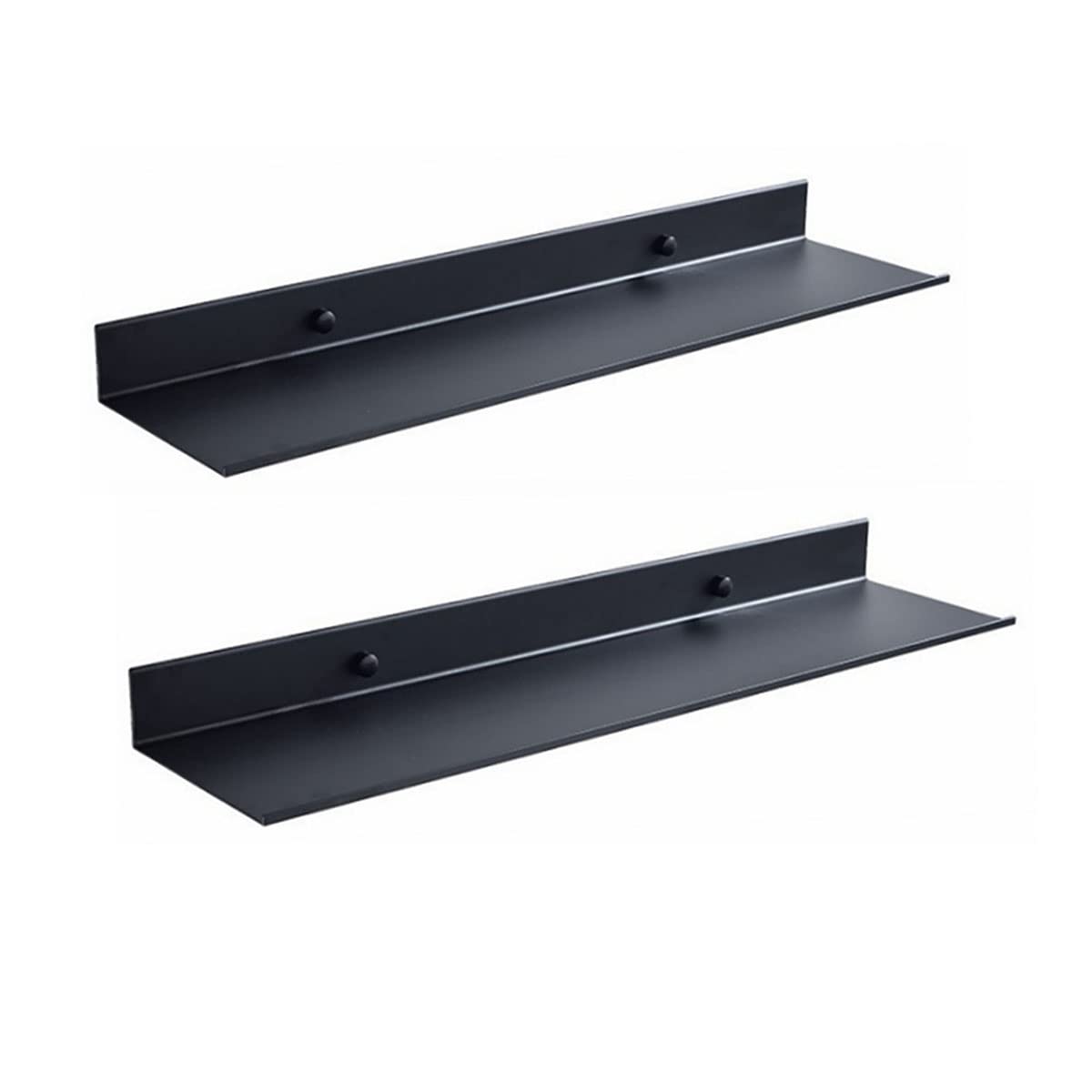 AJINGELA Wall Mounted Floating Metal Shelves Ledge,Black Bathroom Shelf Wall Mount Shelving Space Saving Rustproof Extra Strong Floating Shelves Storage Rack(30cm,Set of 2pcs)