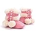 Voberry Baby Toddler Girls Knit Soft Winter Warm Snow Boot Fur Trimmed Pom Pom Boots (0~6M, Watermelon Red)