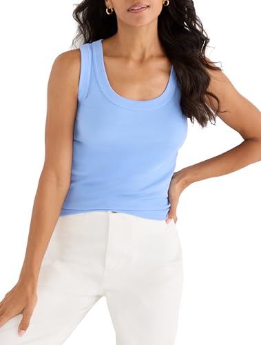 NIC+ZOE Womens, Perfect Knit Rib Scoop Tank, French Blue, XX-Large