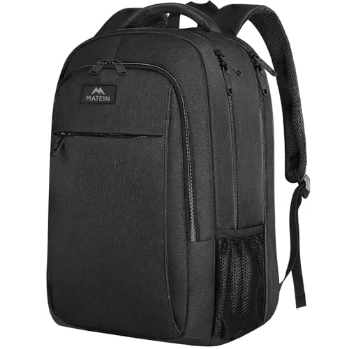 MATEIN Men's Large Laptop Rucksack, 17.3 Inch School Rucksack, Laptop Bag with USB-Charging Port, Anti Theft Business, Work Travel Rucksack for Teenager, Notebook, College, Tech, Women Black