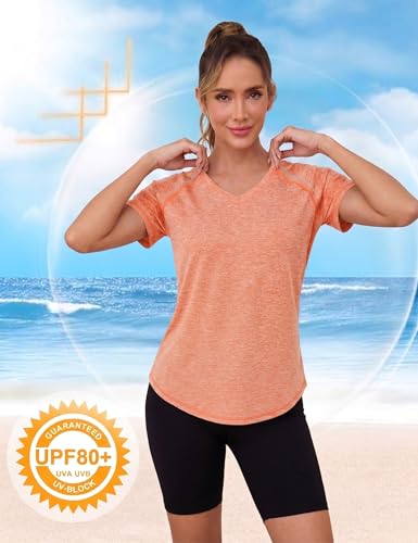 Gyabnw Women's Sports T-Shirt, Short-Sleeved, V-Neck T-Shirts, Women's Clothing, Sports, Quick-Drying, Yoga, Fitness, Running Top, Athletic Training
