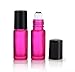 Elfenstall- 5PCS Thick 5ml(1/6oz) Roll on Glass Bottle Frosted Pink for Essential Oil Empty Aromatherapy Perfume Bottle - Refillable with Stainless Steel Roller Ball 3ml Free Pipette Dropper