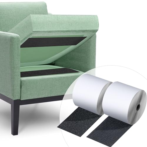 Saybri 4.4''×20 Feet Black Heavy Duty Hook and Loop Tape Adhesive,Prevent Sofa Cushions, Patio Cushions, Carpets, mattresses Sliding,After use Anti Non Slip (4.4 Inch x 20 Feet), CW000-01