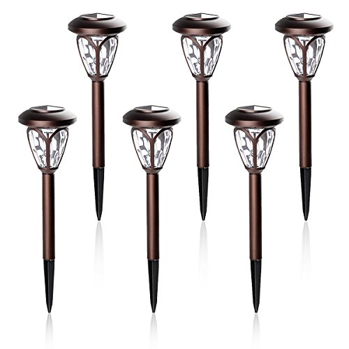 GIGALUMI Solar Lights Outdoor Garden Led Light Landscape / Pathway Lights Brown- 6 Pack