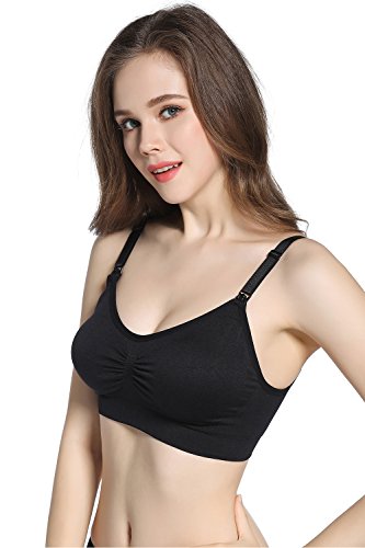 3Pack Seamless Maternity Nursing Bras Wirefree Bralette with Extra Bra Extenders & Clips