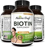 Natural Biotin Supplement for Healthy Hair Growth - B Vitamin Strengthens Hair and Nails - Helps Fight Hair Loss - Aids Digestion - Stop Thinning Hair - For Women and Men - By Biogreen Labs