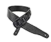 Walker & Williams CVG-115 Black Leather Padded Guitar Strap Hand Tooled Feather For Acoustic, Electric, And Bass Guitars