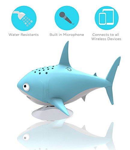 Aduro Shower Speaker Waterproof Speakers for Kids, Animal Bluetooth Wireless Speaker with Suction Cup and Built-in Mic Speaker with Music Control Great for Kids Bathtub Shower Radio (Marc The Shark) - Thumbnail 2