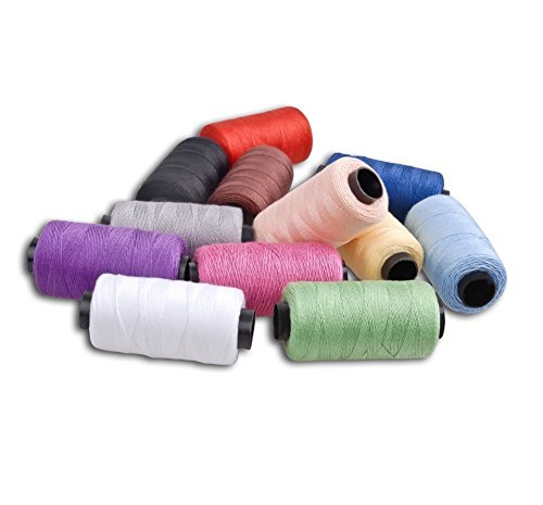 Hamhsin 12 PCS Jeans Thread Set,Sewing Thread Kit ,Polyester Thread Sewing Coil 180 Yards/165m , for Denim Leather,Quilt Blanket Cushion Curtain Handwork etc.