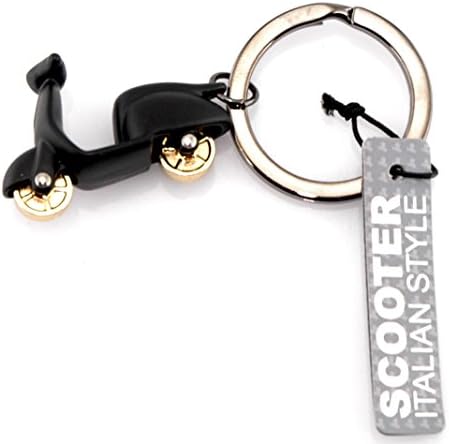 Keychain retro vintage scooter black. Keyring cruising scooter.