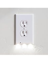1 Pack SnapPower Guidelight - Outlet Wall Plate With LED Night Lights - No Batteries Or Wires - Installs In Seconds - (Duplex, White)