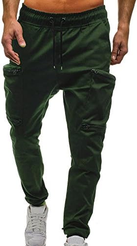 Creazrise Men's Active Basic Jogger Fleece Drawstring Classic Sweatpants Pants with Zipper