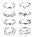 Finrezio 8Pcs Open Toe Rings for Women Girls Adjustable Tail Ring Flower Knot Simple Toe Ring Gifts Jewelry Set