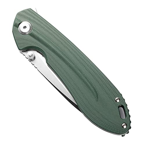 FreeTiger Pocket Knife for EDC D2 Satin Blade G-10 Outdoor Camping Hunting Folding Flipper Knife Ideal Tool Gift For Men Women (Green)
