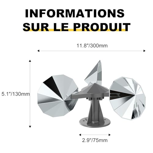 OFFO Bird Scarer, Anti Pigeon for Balcony, 360° Reflection, Anti-Pigeon Windmill Reflective, Pigeon Repellent, Pigeon Scarer for Garden, Roof, Balcony