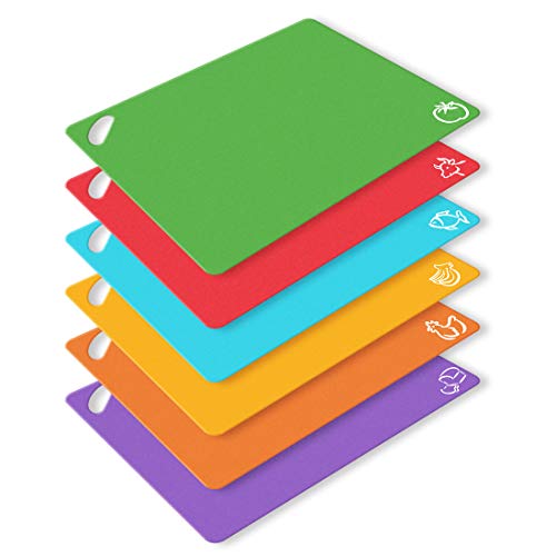 image for GROWNEER 6-Pack Extra Thick Flexible Plastic Cutting Board Mats 15''×