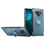 Hayder Galaxy Note 9 Case, Car Magnetic Kickstand 360 Degree Ring Holder Protection Cover (Cyan-blue)