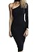 Allegrace Women Sexy One Shoulder Long Sleeve Bodycon Stretch Bandage Party Dress Black S
