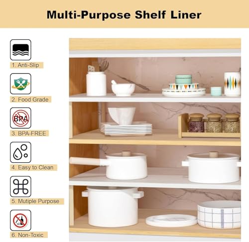 EAQQWWY Non-Adhesive Shelf Liner Non-Slip Waterproof Oil-Proof Cabinet Drawer Liner, Washable EVA Fridge Refrigerator Cupboard Mat, Easy to Cut for Kitchen Pantry Home Use