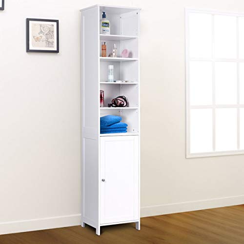 72'' Tall Cabinet, WATERJOY Standing Tall Storage Cabinet, Wooden White Bathroom Cupboard with Door and 5 Adjustable Shelves, Elegant and Space-Saving - Thumbnail 5