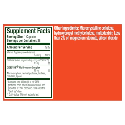 ALIGN PROBIOTIC BLOATING RELIEF + FOOD DIGESTION, PROBIOTICS FOR WOMEN AND MEN, #1 DOCTOR RECOMMENDED BRAND‡, PROMOTES DIGESTIVE HEALTH AND HELPS SUPPORT THE METABOLISM OF FOOD*, 28 CAPSULES