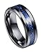 LEEYA NL12 8mm Tungsten Carbide Ring Silvering Celtic Dragon Blue Carbon Fibre Inlay Wedding Band Size 6-13 (10, Black)
