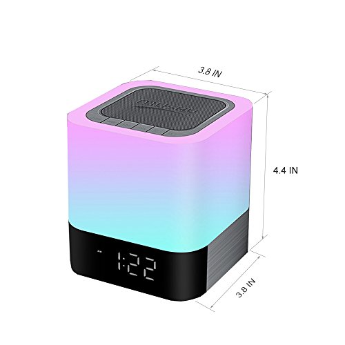 i-Tentek Portable Bluetooth Speaker + Music Reactive Multi-Color Touch Sensor Night Light Lamp, with LED Display, Alarm Clock, Micro SD Card & USB & AUX Slots for Smart Phone, MP3, iPad and Tablet - Image 4