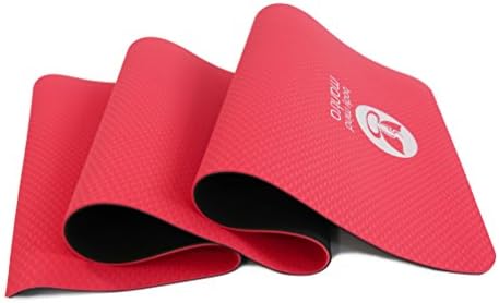 Body Mind Mantra Non Slip TPE Yoga Mat, High Density, Size: 24''x72'' Thickness:6mm with Carry Strap for Hot Yoga Pilate Gymnastics Eco-Friendly, Safe, Non Toxic RED