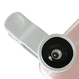 Siless 3-IN-ONE Universal Clip Lens for Cell Phones - 1 Fisheye Lens + 1 Wide-angle & Macro Lens + 1 Clip + 2 Lens Caps + 1 Microfiber Lens Cleaning Cloth Bag, Silver