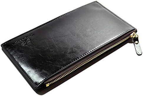 Lomory Multi Card Wallet With Zipper Pocket Oil Wax Leather Wallets For Women (BLACK)