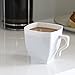 Kaya Collection - White Fancy Hard Plastic Coffee Cups - 8oz Square Tea Mugs with Handle - Disposable (16 Cups)