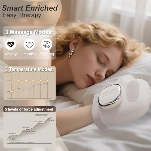 Smart Hand Massager with Heat Compression Relief for Arthritis and Carpal Tunnel Relief Electric Shiatsu Wrist/Finger/Palm Massager