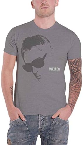 Paul Weller T Shirt Sunglasses Portrait Logo Official Mens Charcoal Grey Size S