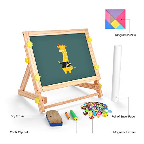 USELUCK Kids Tabletop Easel with Paper Roll,DoubleSided Whiteboard