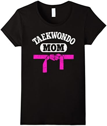 Women's Taekwondo Mom Shirt: Funny Proud Fighter Mother Gift T-Shirt Medium Black