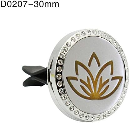 Tharv Stainless Car Vent Clip+Supplemental Pad Lotus Dragonfly Perfume Clip Air Purifiers Portable Aroma Diffusers Fragrance Oil Diffuser Locket (A)