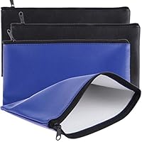 Tongnian Bank Bag Money Pouch Leatherette Security Deposit Bags Utility Zipper Bags for Cash Money,Check Wallet,Cosmetics,Tools, 11x6 inch 4 Pack (Black + Blue)